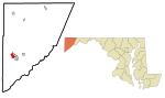 Garrett County Maryland Incorporated and Unincorporated areas Oakland Highlighted